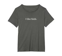 I Like Birds - Funny Typography T-Shirt, Women's Plus, Asphalt, 3X