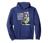 I Like Books More Than People Funny Book Lover Anime Reading Pullover Hoodie