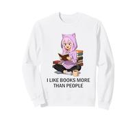 I Like Books More Than People Funny Book Lover Anime Reading Sweatshirt