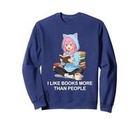 I Like Books More Than People Funny Book Lover Anime Reading Sweatshirt