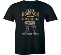 I Like Bourbon and My Smoker and Maybe 3 People Men's T-Shirt BBQ Drinking tee(Small)