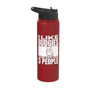 I Like Budgies and Maybe 3 People Funny Budgerigar Stainless Steel Insulated Water Bottle