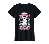 I Like Bunnies and Maybe Like 3 People Value Graphic T-Shirt, Women, Black, M