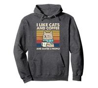 I like cats and coffee and maybe 3 people autumn vintage Pullover Hoodie