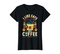 I Like Cats and Coffee Value Graphic T-Shirt, Women, Black, XL
