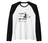 I Like Cats and Maybe 3 People Funny Introvert Cat Lover Raglan Baseball Tee
