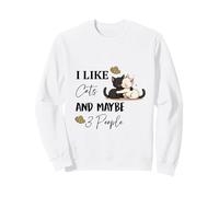 I Like Cats And Maybe 3 People Funny Introvert Cat Lover Sweatshirt