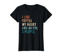 I Like Coffee My Husky and Maybe 3 People Siberian Husky Value Graphic T-Shirt, Women, Black, S