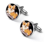 I Like Corgi Dog Mens Classic Cufflinks Custom Shirt Cuff Links Jewelry Accessories for Business Wedding 0.7" 0.8"