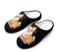 I Like Corgi Dog Men's Cotton Slippers Memory Foam Warm House Shoes for Indoor Outdoor 11-12（44-45）