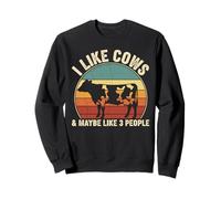 I Like Cows and Maybe 3 People Funny Cattle Cow Farmer Retro Sweatshirt