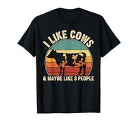 I Like Cows and Maybe 3 People Funny Cattle Cow Farmer Retro T-Shirt