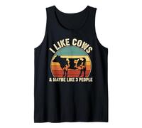 I Like Cows and Maybe 3 People Funny Cattle Cow Farmer Retro Tank Top