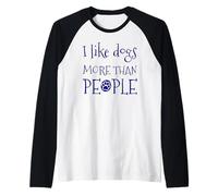 I Like Dogs More Than People Funny Sarcastic Vintage Retro Raglan Baseball Tee