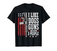 I Like Guns Dogs and Maybe 3 People Funny Dog Gun Value Graphic T-Shirt
