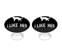 I Like Her Cats Printed Drawer Handles 2 Pack 1.2" Round Stainless Steel Cabinet Knobs Pulls