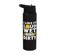 I Like It Loud Wet & Dirty Saying Construction Site Men Stainless Steel Insulated Water Bottle