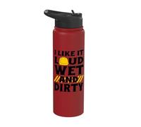 I Like It Loud Wet & Dirty Saying Construction Site Men Stainless Steel Insulated Water Bottle