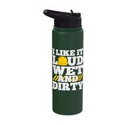 I Like It Loud Wet & Dirty Saying Construction Site Men Stainless Steel Insulated Water Bottle