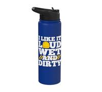 I Like It Loud Wet & Dirty Saying Construction Site Men Stainless Steel Insulated Water Bottle