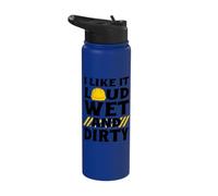 I Like It Loud Wet & Dirty Saying Construction Site Men Stainless Steel Insulated Water Bottle