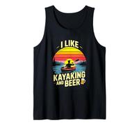I Like Kayaking and Beer Retro Sunset Lake Tank Top