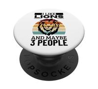 I Like Lions And Maybe 3 People Funny Lion PopSockets Adhesive PopGrip