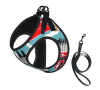 I Like London Print Reflective No Choke Pet Vest Harness,Adjustable Soft Padded Dog Harness With Easy Control Handle