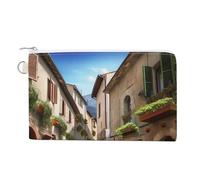 I Like London Wallet for Men Women Canvas Coin Purse Zippered Change Holder with Secure Closure, Italian Town Street, One size