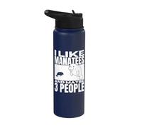 I Like Manatees and Maybe 3 People Funny Sea Cow Manatee Stainless Steel Insulated Water Bottle