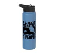 I Like Manatees and Maybe 3 People Funny Sea Cow Manatee Stainless Steel Insulated Water Bottle