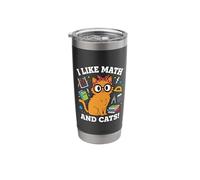 I Like Math and Cats Funny Nerdy Cat Student Teacher Stainless Steel Insulated Tumbler