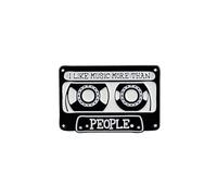 I Like Music More Than People Retro Musician Sarcasm Enamel Pin, Sarcastic Introvert Music Lover Pin Brooch, Vintage Cassette Brooch Badge For Classic Music Nostalgia, Sarcastic Anti-Social Audiophile