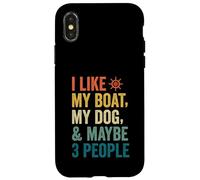 I like My Boat Dog And Maybe 3 People Funny Retro Sailor Dad Case for iPhone X/XS