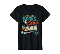 I Like My Books Spicy and My Coffee ICY Reader Reading Lover Value Graphic T-Shirt, Women, Black, XS