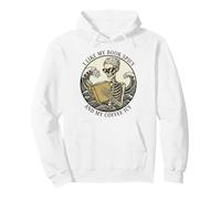 I Like My Books Spicy Coffee Icy Bookish Reader Skeleton Art Pullover Hoodie