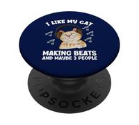 I Like My Cat Making Beats And 3 People Funny Music Producer PopSockets Adhesive PopGrip