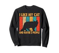 I Like My Cat & Maybe 3 People Vintage Siberian Cat Kitten Sweatshirt