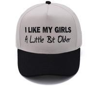 I Like My Girls A Little Bit Older Visor Embroidery Baseball Cap, 2-Tone Dual Colour Trucker Hat, Vintage Washed Cotton Adjustable Unisex Cap, Trendy Statement Hat Gift for Men Women, Casual Outdoor