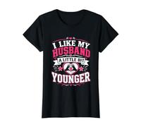 I Like My Husband A Little Bit Younger Heart Hands Value Graphic T-Shirt, Women, Black, XS