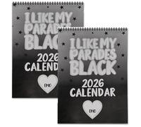 I Like My Parades Black 2026 Calendar, 12 Months of Emo Evolution, Emotional Intelligence Pages, Dark Humor Gift, Alternative Home & Office Decor (2pcs)