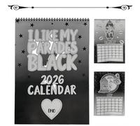 I Like My Parades Black 2026 Calendar, Dark Humor Gift, 12 Months of Emo Evolution, Emotional Intelligence Pages, Wall Art for Alternative Music Fans, Alternative Home & Office Decor (1PCS)