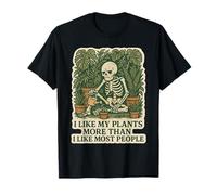 I Like My Plants More Than People Skeleton Gardener Graphic T-Shirt