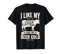 I Like My Steak Rare and Beer Cold Funny BBQ Humor Dad T-Shirt