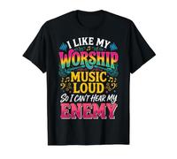 I Like My Worship Music Loud So I Can't Hear My Enemy Value Graphic T-Shirt, Men, Black, L