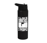 I Like Orcas and Maybe 3 People Funny Whale Orca Stainless Steel Insulated Water Bottle