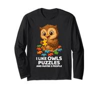 I Like Owls Puzzles & Maybe 3 People - Funny Saying Artwork Long Sleeve T-Shirt