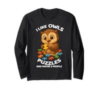 I Like Owls Puzzles & Maybe 3 People Funny Saying Owl Lover Long Sleeve T-Shirt