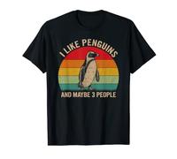 I Like Penguins and Maybe 3 People Penguin Graphic Retro T-Shirt