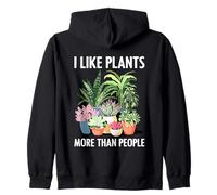 I Like Plants More Than People Funny Introverts Plant Lover Zip Hoodie